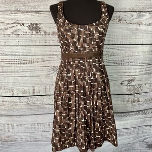 ELIE TAHARI Sleeveless Pleated Empire Waist Dress